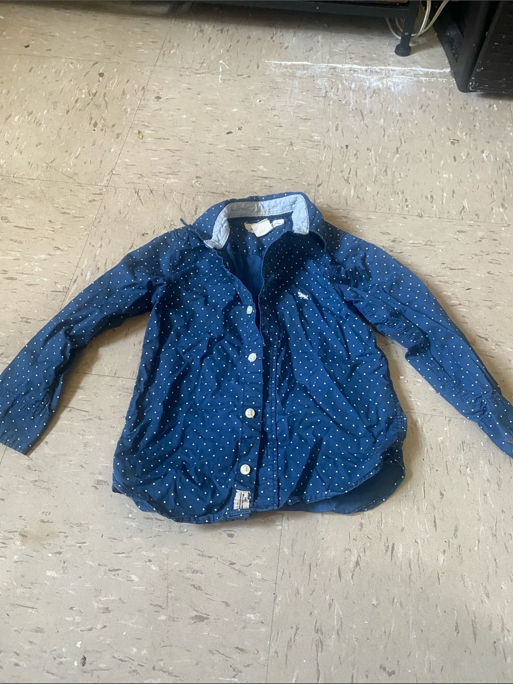 Kids Navy Blue Polka Dot Button-Up Shirt